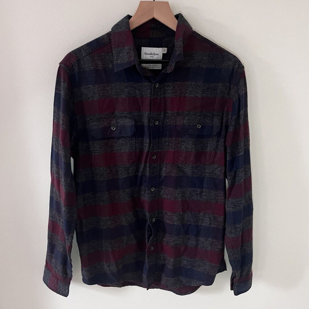 Goodfellow & Co Men's Long Sleeve Button-Down Shirt in Navy and Burgundy